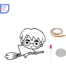 Eding Mini Proje Harry Potter Boyama Kağıt Devre Kiti -Çoçuk , Stem, Bakır Folyo Iletken Bant Led, Pil