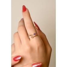 Mor Taş Ö Harf Eklem Yüzük 14 Ayar A064781