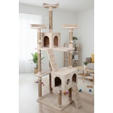 Missidea Cat City Yeni Rezidans Kedi Oyun Evi ve Tırmalama Bej