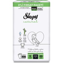 Sleepy Natural Bebek Bezi 2'li Fırsat Paketi 6 Beden 15-25 kg 46 Adet