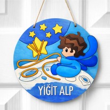 Eding Kişiye Özel Isimli Bebek ve Çocuk Odası Kapı Süsü Küçük Prens Temalı Ahşap Boyama Ham Mdf Set