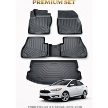 Black Gold Ford Focus 3.5 Sedan 2015-2018 Uyumlu 3D Oto Paspas ve Bagaj Havuzu Set Premium