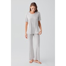 Artış Collection Kısa Kollu Basic Ispanyol Paça Esnek Viskoz Pijama Takım 19213