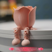 Oturan Gül Tasarımlı Figür | Pudra Pembe | Masa Üstü & Ofis Dekoru