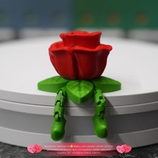 Çiçekli Gül Tasarımlı Figür | Kırmızı & Yeşil | Masa Üstü & Ofis Dekoru