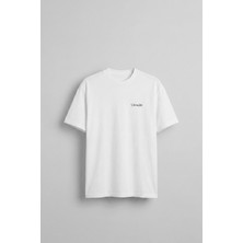 Abluka Online Erkek Oversize Boks Baskılı Pamuklu T-Shirt Beyaz