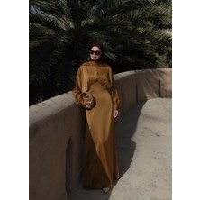 Moda Aksa Beldetay Saten Elbise Su Yolu