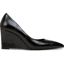 Deery Kadın Krokodil Desenli Siyah Dolgu Topuk Ayakkabı - 10052ZSYHM01