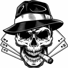 Sticker Dizayn Kurukafa Poker Iskambil Kağıdı Skull Sticker - 00332
