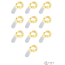 Ema Dükkan 10 Adet Pilli Peri LED 5 Metre Mikro Tel Işık | Şekil Verilebilir Gümüş Tel | Açma Kapama Düğmeli | Piller Dahil Dekoratif Işık