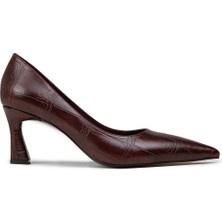 Deery Kadın Bordo Krokodil Desenli Orta Topuklu Stiletto - V4030ZBRDM01