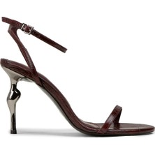 Deery Kadın Bordo Krokodil Desenli Abiye Ayakkabı - V0301ZBRDM01