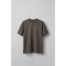 Abluka Online Erkek Oversize Boks Baskılı Pamuklu T-Shirt Antrasit