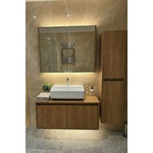 Adn Dizayn Banyo Dolabı Takımı-Ahşap Mat Renkli Mdf-Asma Dolap-Banyo Dolabı-Aynalı Üst Dolap-Lavabosuz