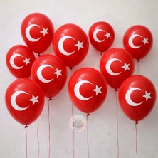 Joyane Türk Bayraklı Balon 10’lu Set 12 Inç 25 cm A Kalite Lateks Kutlama