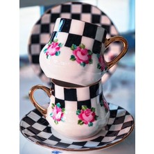 Manushum El Boyama Porselen Damalı Osmanlı Saray Kahve Fincanı - 1 Adet