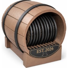 Yapı3D Fıçı Tasarımlı 10’lu Bardak Altlığı Seti – Est 2026 Yazılı Dekoratif Standlı Bardak Altlıkları – Masa Üstü Organizer & Hediye – 3D Baskı Özel Tasarım