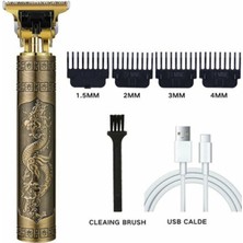 Normadia Taraklı Metal Şarjlı Tıraş Makinesi, T-Bıçak, Ense Çizim, Antika Tarz