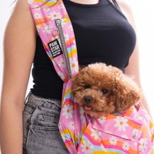 Pawstar Florence Daisy Pembe Papatya Desenli Crossbody Çanta Çapraz Kedi Köpek Taşıma Çantası