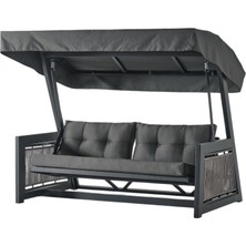 Rehome Karum Rope Alüminyum Gövdeli Minderli Üç Kişilik Bahçe Balkon Salıncağı