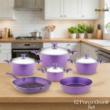 Arzu Çelik 12 Parça Granit Set Çelik Kapak - Violet