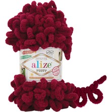 Alize 5 Adet Puffy El Örgü Ipi Battaniye Panduf Atkı Hırka Paspas 987 -Bordo