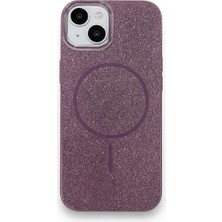 Vissona iPhone 14 Uyumlu Telefon Kılıfı Magsafe Wireless Şarj Özellikli Simli Lüks Silikon Kılıf