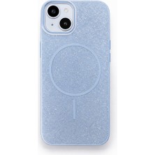 Vissona iPhone 15 Uyumlu Telefon Kılıfı Magsafe Wireless Şarj Özellikli Simli Lüks Silikon Kılıf