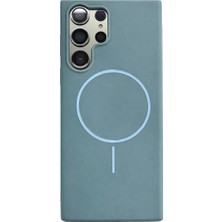 Vissona Samsung Galaxy S22 Ultra Uyumlu Içi Kadife Magsafe Wireless Şarz Özellikli Mint Yeşil Renkli Telefon Kılıfı