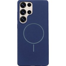 Vissona Samsung Galaxy S25 Ultra Uyumlu Içi Kadife Magsafe Wireless Şarj Özellikli Lacivert Renkli Telefon Kılıfı