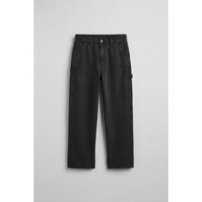 Abluka Online Erkek Baggy Marangoz Cepli Jean Pantolon Siyah