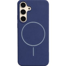 Vissona Samsung Galaxy S24 Plus Uyumlu Içi Kadife Magsafe Wireless Şarj Özellikli Lacivert Renkli Telefon Kılıfı