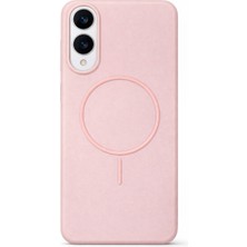 Vissona Samsung Galaxy S25 Edge Uyumlu Içi Kadife Magsafe Wireless Şarj Özellikli Pembe Renkli Telefon Kılıfı