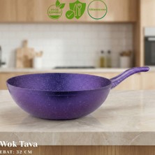 Arzu Çelik 32 cm Granit Wok Tava - Violet
