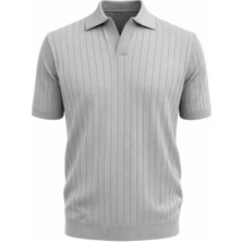 Plus Scorpion Erkek Polo Yaka Slim Fit Triko Tişört Dikey Çizgili Modern Yazlık Triko