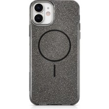 Vissona iPhone 16 Plus Uyumlu Telefon Kılıfı Magsafe Wireless Şarj Özellikli Simli Lüks Silikon Kılıf