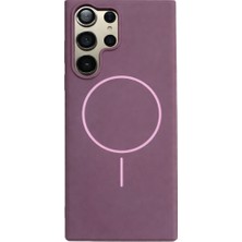 Vissona Samsung Galaxy S22 Ultra Uyumlu Içi Kadife Magsafe Wireless Şarj Özellikli Gül Kurusu Renkli Telefon Kılıfı