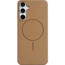 Vissona Samsung Galaxy S24 Fe Uyumlu Içi Kadife Magsafe Wireless Şarj Özellikli Camel Renkli Telefon Kılıfı