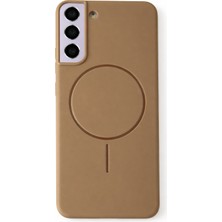 Vissona Samsung Galaxy S22 Uyumlu Içi Kadife Magsafe Wireless Şarz Özellikli Camel Renkli Telefon Kılıfı