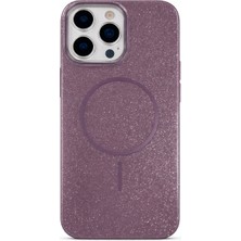 Vissona iPhone 15 Pro Uyumlu Telefon Kılıfı Magsafe Wireless Şarj Özellikli Simli Lüks Silikon Kılıf