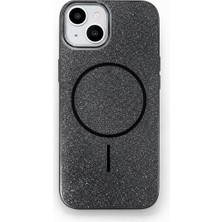Vissona iPhone 14 Uyumlu Telefon Kılıfı Magsafe Wireless Şarj Özellikli Simli Lüks Silikon Kılıf
