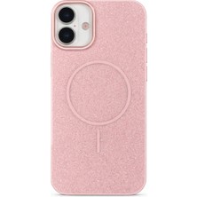 Vissona iPhone 16 Plus Uyumlu Telefon Kılıfı Magsafe Wireless Şarj Özellikli Simli Lüks Silikon Kılıf