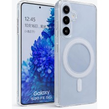 Vissona Samsung Galaxy S25 Uyumlu Kamera Korumalı Magsafe Wireless Şarj Özellikli Lüks Şeffaf Silikon Telefon Kılıfı