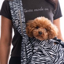 Pawstar Lodwar Street Zebra Desenli Içi Velboalı  Crossbody Çanta Çapraz Kedi Köpek Taşıma Çantası Sıcak Tutan Çanta
