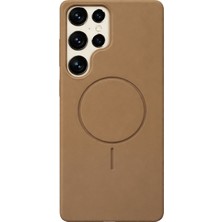 Vissona Samsung Galaxy S25 Ultra Uyumlu Içi Kadife Magsafe Wireless Şarj Özellikli Camel Renkli Telefon Kılıfı