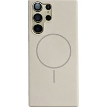 Vissona Samsung Galaxy S23 Ultra Uyumlu Içi Kadife Magsafe Wireless Şarj Özellikli Taş Renkli Telefon Kılıfı