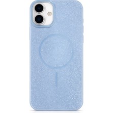 Vissona iPhone 16 Plus Uyumlu Telefon Kılıfı Magsafe Wireless Şarj Özellikli Simli Lüks Silikon Kılıf