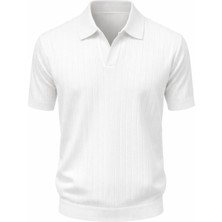 Plus Scorpion Erkek Polo Yaka Slim Fit Triko Tişört Dikey Çizgili Modern Yazlık Triko