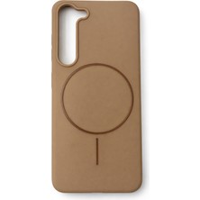 Vissona Samsung Galaxy S23 Plus Uyumlu Içi Kadife Magsafe Wireless Şarz Özellikli Camel Renkli Telefon Kılıfı