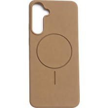Vissona Samsung Galaxy S23 Fe Uyumlu Içi Kadife Magsafe Wireless Şarj Özellikli Camel Renkli Telefon Kılıfı
